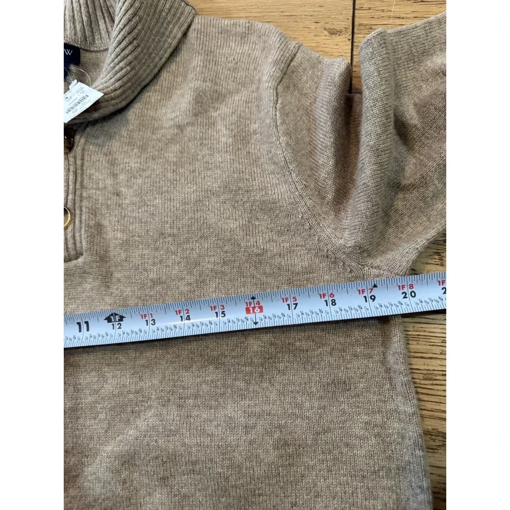 J. Crew Shawl Collar Pullover Sweater Mens Medium Beige Wool Blend Button (1340)